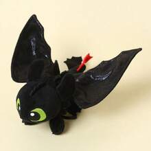 Universal Pictures Llavero de peluche de Toothless de DreamWorks Dragons HTS de 13 cm - Figura colgante sentada, gancho desmontable para mochila, juguete de peluche suave como regalo para niños/fans (con licencia oficial) - Peluche impresionista desdentado perchable - Ver 3