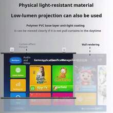 Projector Screen-Office Supplies Projector Accessories, 16:9 High-Brightness Anti-Light Projection Screen, Support 4k Ultra-High-Definition Splicing Screen, Threaded Splicing, Essential Screen For Home Movies - Grey - View 3