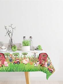 1 pièce Nappe de ferme, nappe à motif d'animaux de ferme rustique rouge, décoration de table de salle à manger pour fête d'anniversaire, nappe à thème de ferme pour décoration de fête, décoration de baby shower, décoration de révélation de , nappe jetable à thème de ferme, décoration de table pour rassemblement familial, décoration de ferme, housse de meuble, décoration de cuisine et salle à manger, décoration de chambre, décoration de maison, décoration d'animaux de ferme, cadeau d'anniversaire, décoration d'anniversaire, faveur de fête - animaux de la ferme - Voir 5