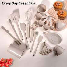21-Piece Set Of Silicone Baking Tools, Silicone Baking Supplies, Kitchen Tool Set, Baking Accessories, Including Measuring Cups And Spoons, Egg Beaters, Egg Filters, Scrapers, Anti-Scalding Gloves, Food Clips, Silicone Shovels, Storage Buckets, Etc. Suitable For Kitchen, Baking, Cakes, Cookies, Cookie Making Utensils, Holiday Parties, And Gift-Giving Products. - 21-piece Set - View 1