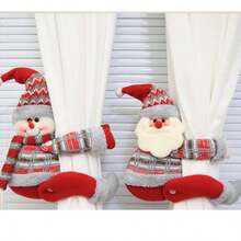 Christmas Decoration Knitted Santa Claus Doll Window Curtain Buckle Cartoon Figurine Hanging Ornament, Hotel Holiday Supplies, Theme Party Home Decor Christmas Decorations Room Decor Christmas Decorations Home
