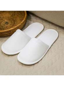 1/5/10/20双一次性包头浴室拖鞋，适合在家招待客人，价格实惠的SPA - 白色 - 查看 3