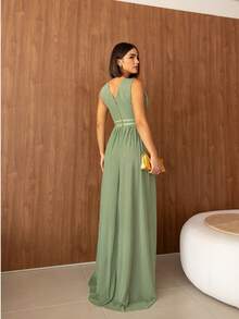Long Dress Bridesmaid Wedding Party Graduation Party Cocktail Formal And Evening Wedding Guest Prom - Màu xanh Ô liu - Xem 4