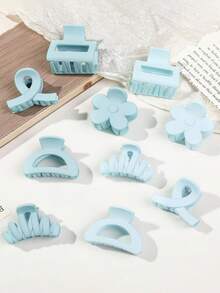 10pcs Minimalist Geometric Flower Hair Clips, Soft Autumn/Winter Vibe Hair Claw Barrettes For Girls, Student Hair Accessories For Buns, Suitable For Daily Wear, Outdoor, Travel, Commute, Work, Festivals