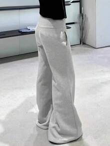 Women's Casual Everyday Solid Color Drawstring Waist Wide Leg Flare Pants