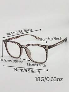 5pcs Square Fashion Large Frame Men's Clear Lens Glasses, Suitable For Daily Wear