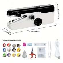 1pc Handheld Sewing Machine With USB Cable And Accessory Kit(Accessories Color Random), New Portable Handheld Electric Sewing Machine, Suitable For Home, Travel, DIY Crafts, Beddings, Curtains And Clothing Repairs,Suitable For Light And Thin Fabrics
