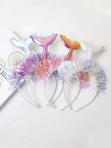 1pc Mermaid Mesh Flower Animal Design Hair Band For Party - Purple - View 4