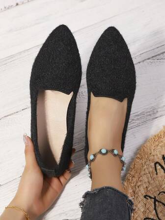 Mocasini plați cu vârful ascuțit, tricotați, cu dungi, respirabili, preppy, punk, boemi, casual, sexy, potriviți pentru exterior, casă, birou, petrecere, nuntă, toate anotimpurile