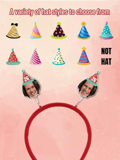 1/3/5pcs Personalized Photo Headband - Custom Birthday Hat Headband Party Decorations - Best Christmas, Birthday Gifts For Outing Photo Props