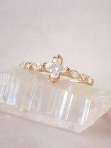 1 Piece Of Four-Leaf Clover Imitation Diamond Elegant Light Luxury Copper Multi-Color Women's Ring, Suitable For Proposal Engagement Date Party To Match Daily Clothing Accessories, Valentine's Day Jewelry Gift - Nhiều màu - Xem 2