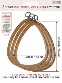 3 قطع/4 قطع أطواق تطريز خشبية بنية داكنة بطراز رجعي، أطواق تطريز DIY بطراز عتيق، أطواق غرزة متقاطعة، أطواق تطريز، أطواق لتعليق أحلام الريح، مصنوعة من ABS وPVC متين، مع خطافات معدنية برونزية للتعليق، يمكن استخدامها كديكور للحقائب والملابس والهواتف والمفاتيح، ديكور هالوين وعيد الميلاد، ديكور المكتب والسرير، تعليق السيارة، تشمل 16 إبرة تطريز للخياطة والاستخدام المنزلي