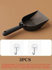 3PCS Striped Pattern Cat Litter Scoop+2 Hooks, Hollowed Out Scoop Handle Surface Smooth And Non Stick, Easy To Clean With A Single Rinse, Multifunctional Large Cat Litter Scoop, Exquisite Cat Litter Scoop, Easy To Hang, Suitable For Christmas And Other Holiday Gifts Material: PP