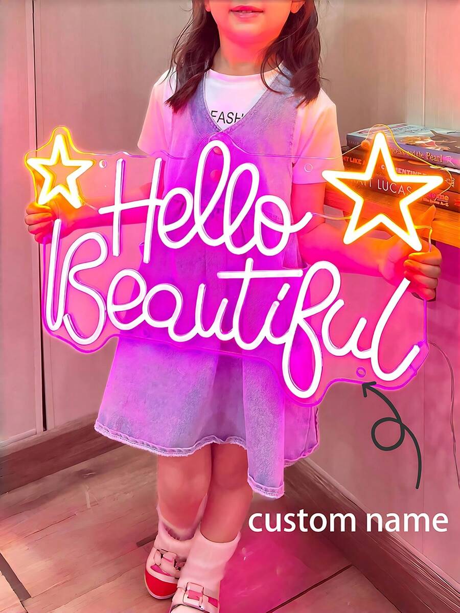 1 pieza Luz de neón personalizada, Luz de neón de 2 líneas, Luz de neón de gran tamaño, Letrero de neón LED personalizado, Letrero de neón LED con atenuador, Luces de colores, Letrero de neón para recepción de boda, Conexión USB, 3 niveles de brillo, Letrero de neón de texto personalizado, Letrero de neón para boda