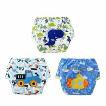 3/6片装可重复使用婴儿尿布，刺绣可重复使用婴儿训练内衣，男孩女孩学习内衣，透气，柔软舒适 - 彩色 - 查看 17