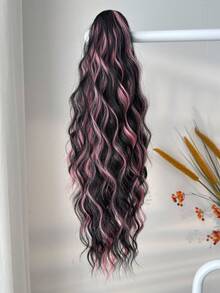 Claw Ponytail Extension Ombre Silver Pink 24 Inch Long Water Wave Hair Heat-Resistant Fiber Synthetic Ponytail Suitable For Daily Use By Women And Girls At Parties - Baby Pink - View 5