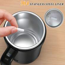 1个380毫升电动自动磁力搅拌咖啡杯，可拆卸底座，150mAh USB充电多功能自动搅拌杯，不锈钢旅行咖啡杯，带数字显示屏的搅拌杯，适用于咖啡、牛奶、巧克力等饮品。