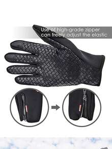 冬季触屏骑行手套，男女款户外时尚防滑硅胶防水保暖内衬拉链保暖手套 - 彩色 - 查看 8