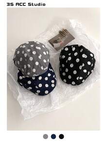 1pc Retro Polka Dot Newsboy Cap For Women, Versatile Wide Brim Beret Hat With Small Head Circumference, Fashionable Reversible Duck Bill Cap, Artistic Painter Hat, Spring/Autumn