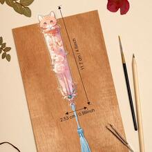 1pc Acrylic Bookmark, Cat Pattern - Cute Transparent Bookmark With Tassel, Ideal Gift For Book Lovers - Multicolor - View 7