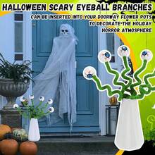6 Pcs 15 Inch Halloween Eyeballs Sandworm Decoration Halloween Artificial Floral Picks Realistic Scary Branch Picks Home Party Eyeball Trick Or Treat Supplies(Black And White) - Green - View 3