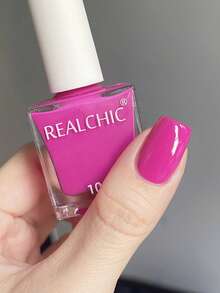 REALCHIC 10ml/件，亮粉色指甲油，水性普通指甲油，快干，持久，可撕，女士和女孩美甲艺术，节日礼物，春夏指甲 - 玫紅色 - 查看 2