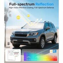Zanch 2025 Upgraded Car Windshield Sun Shade [Cool Down By 75℉ ] With Heat Insulation Coating, Foldable Sunshade Umbrella Flexible Handle & Ribs, Medium (57''x32'') For Car, SUV, Truck, Van - 預設 - 查看 4