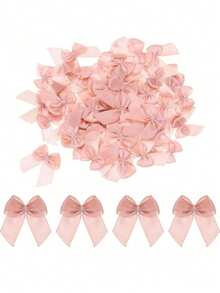 100Pcs Mini Ribbon Bow 1" Mini Fabric Satin Ribbon Flower Bows For Craft DIY Sewing Wedding Birthday Party - Multicolor - View 12