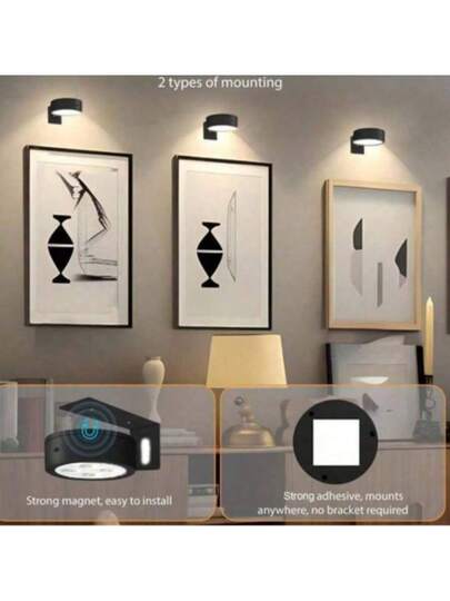 LED Battery Powered Magnetic Painting Lights, Wireless Home Wand Remote Control view 2