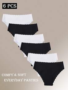 6pcs Seamless Women's Briefs Elegant Solid Color Panties