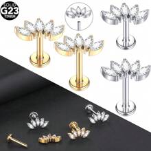 SWANJO 1pc Titanium 7 Marquise CZ Earring Helix Piercing Internally Threaded Ear Stud Tragus Daith Piercing Body Jewelry - TC060 - View 10