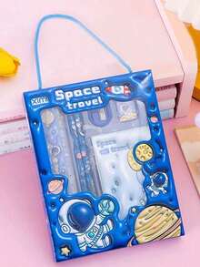 1/2pcs Cute Panda, Astronaut, Cat Cartoon Stationery Set, Including Pencil, Eraser And Ruler, Suitable For Students, Graduation Gifts, School, Drawing, Markers, Stationery, Halloween Gifts, Christmas Gifts, Gifts For Friends And Family, Christmas Eve Gifts, Eid Gifts, Holiday Party Gifts, Birthday Gifts, Party Favors - Multicolor - View 8