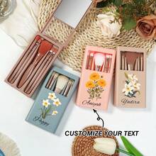1PC Personalized Birth Flower Makeup Brush Box Set, Customized Wedding Gift, Bridal Party Gift, Bridesmaid Gift, Friend Birthday Gift. - one-size - View 2