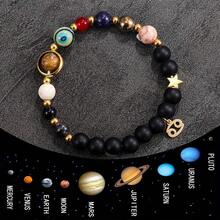 Cosmic Charm Bracelet - 12 Zodiac Signs & Solar System Planets With Natural Stone Beads, Alloy Astrology Pendant Jewelry For Women/Men - Sư Tử - Xem 2