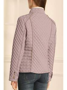 Women's Stand Collar Lightweight Quilted Puffer Padded Zip Coat Spring And Winter, Fashionable Warmth SGL2 - White Diamond - View 2