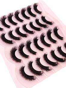 HBZGTLAD 5 种款式，14 对卷曲、浓密、纤长仿貂皮睫毛，交叉、自然蓬松睫毛，DD 卷曲，自然长度，手工制作 3D 睫毛，化妆假睫毛，可重复使用的练习睫毛 - 黑色 - 查看 9