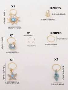 45 chiếc phụ kiện tóc tết kiểu Baroque họa tiết biển cho mùa hè, trang sức cho các buổi khiêu vũ và tiệc tùng, lễ hội âm nhạc - Vàng - Xem 4