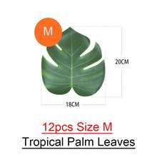 12 piezas de hojas de palma tropicales, hojas artificiales, decoración de boda, planta de jungla verde, hoja hawaiana, decoración de fiesta en casa - Hoja talla M - Ver 9