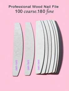 半月形专业指甲锉 - 双面灰色指甲工具，适用于亚克力指甲、美甲延长、DIY 和美甲沙龙，20 片装/100/180 目，可选 1/5/10/50/100 片装 - 彩色 - 查看 10