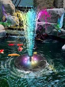 1pc Solar Fountain Pump, 3W Solar Fountain With 8 Nozzles And Colorful LED Lights, Floating Solar Pond Pump For Bird Bath, Aquarium, Pond, Pool, Garden Decor, Outdoor Decor, Home Decor