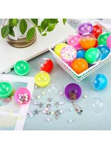 30 件胶囊自动售货机半透明圆形胶囊空，口香糖机胶囊散装派对礼品容器 - 复活节篮子填充物礼品皮纳塔填充物 DIY 工艺用品（不包括玩具），自动售货机，口香糖机，口香糖 - 隨機多色 - 查看 2