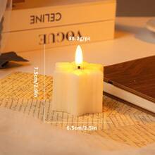 1 pieza de velas decorativas electrónicas, accesorios de decoración de fotos, luces de velas LED simuladas para cumpleaños, graduaciones y bodas. - Beis - Ver 10