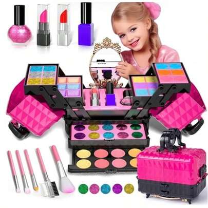 Conjunto de maquiagem infantil, conjunto de maquiagem lavável para meninas, conjunto de maquiagem para bebês, brinquedos de presente para meninas, presente ideal