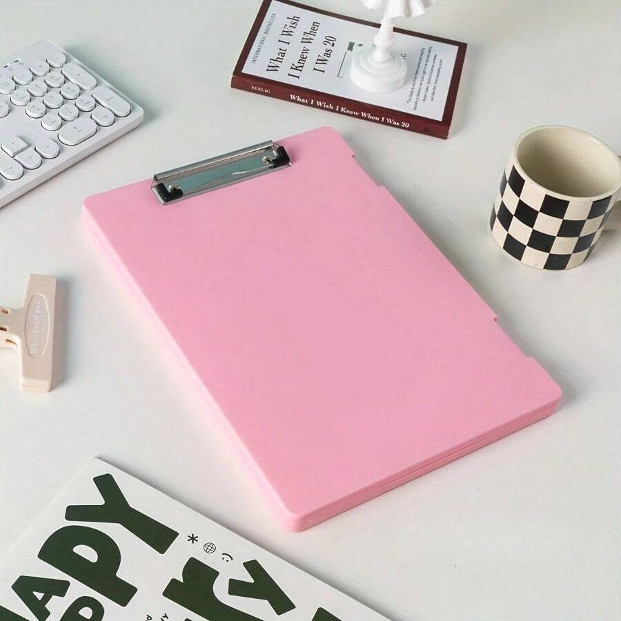 1/2 Folder Storage Box, Available In Multiple Colors, With Built-In Storage Space, Suitable For Storing Test Papers, Files, Sheet Music And Other Materials, Essential For Students And Teachers - Pink - View 1