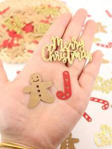 100pcs Christmas Confetti,Merry Christmas Gingerbread Man Crutch Desktop Decoration,Christmas Theme Table Party Decoration,Christmas Decoration.