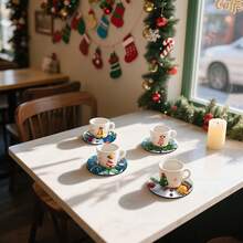 1 bộ/4 cái/6 cái/300 cái Đế lót ly bằng bùn diatom họa tiết người tuyết, thích hợp để trang trí nhà cửa, quán cà phê, trà chiều, trang trí nhà hàng, tiệc theo chủ đề, trang trí hàng ngày và cũng có thể làm quà tặng Giáng sinh - Nhiều màu - Xem 2