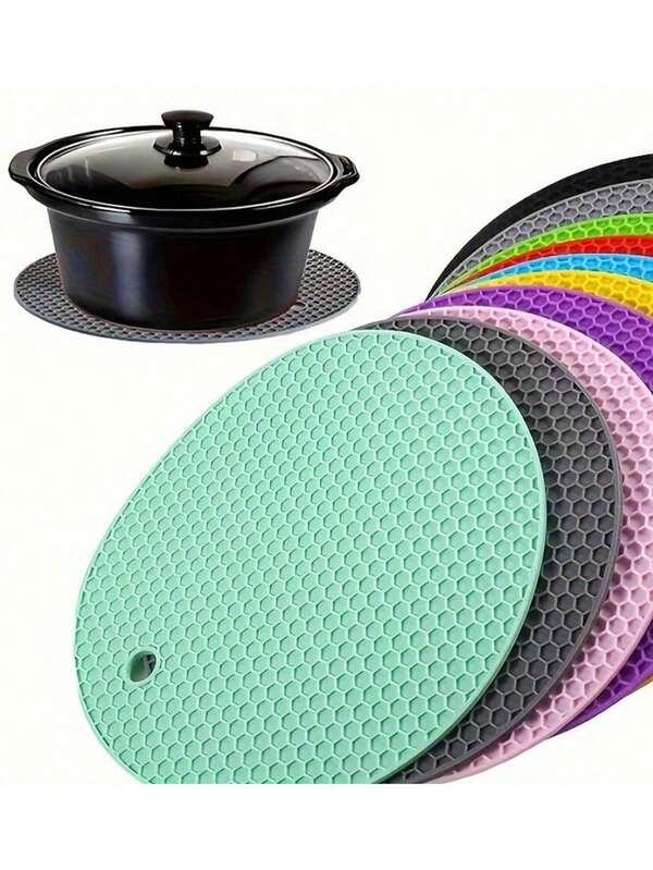 3-częściowa, jednokolorowa podkładka izolacyjna do kuchni, odporna na oparzenia: odporna na wysokie temperatury, chroni blat roboczy, garnek do gotowania/materiał do pieczenia/jadalnię, antypoślizgowa i łatwa do czyszczenia, odpowiednia do wielu zastosowań, do przyborów kuchennych