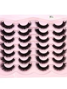 HBZGTLAD 5 种款式，14 对卷曲、浓密、纤长仿貂皮睫毛，交叉、自然蓬松睫毛，DD 卷曲，自然长度，手工制作 3D 睫毛，化妆假睫毛，可重复使用的练习睫毛 - 黑色 - 查看 13