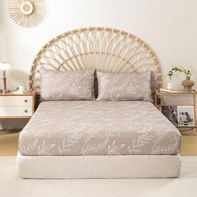 1 bộ ga trải giường họa tiết cành cây và lá, mềm mại và thoáng khí, phù hợp với mọi kích cỡ giường.