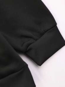 1 قطعة سترة رياضية مقنعة مطبوعة بنمط سلسلة النص المخصص للنساء، موضة يومية عادية، مناسبة للخريف/الشتاء، قم بتخصيص النص المفضل لديك/هدية لصديقتك وعائلتك - الأسود - مشاهدة 5